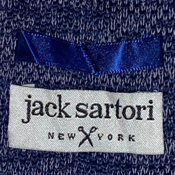 Vtg Jack Sartori Neck Tie Blue Square Tip Knit Cotton 60x2 Sartorially Splendid - Picture 4 of 8